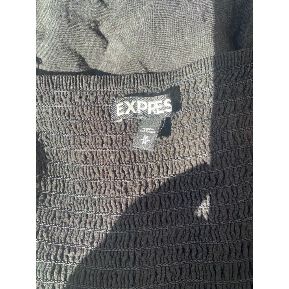 Express Women's Black Rayon Spaghetti Strap Tank Mini Dress Elastic Back -Size M - Picture 11 of 11
